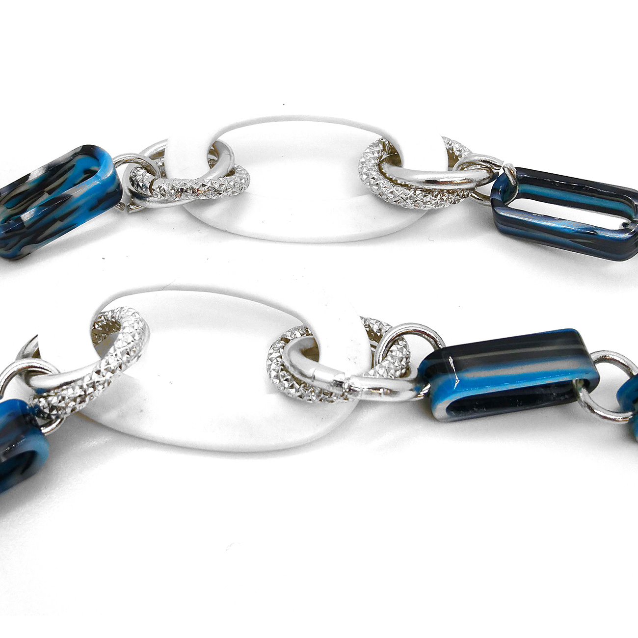 ECOO2-Necklace-cotton-flower-Bianco-multistrato-azzurroNero-argento-2