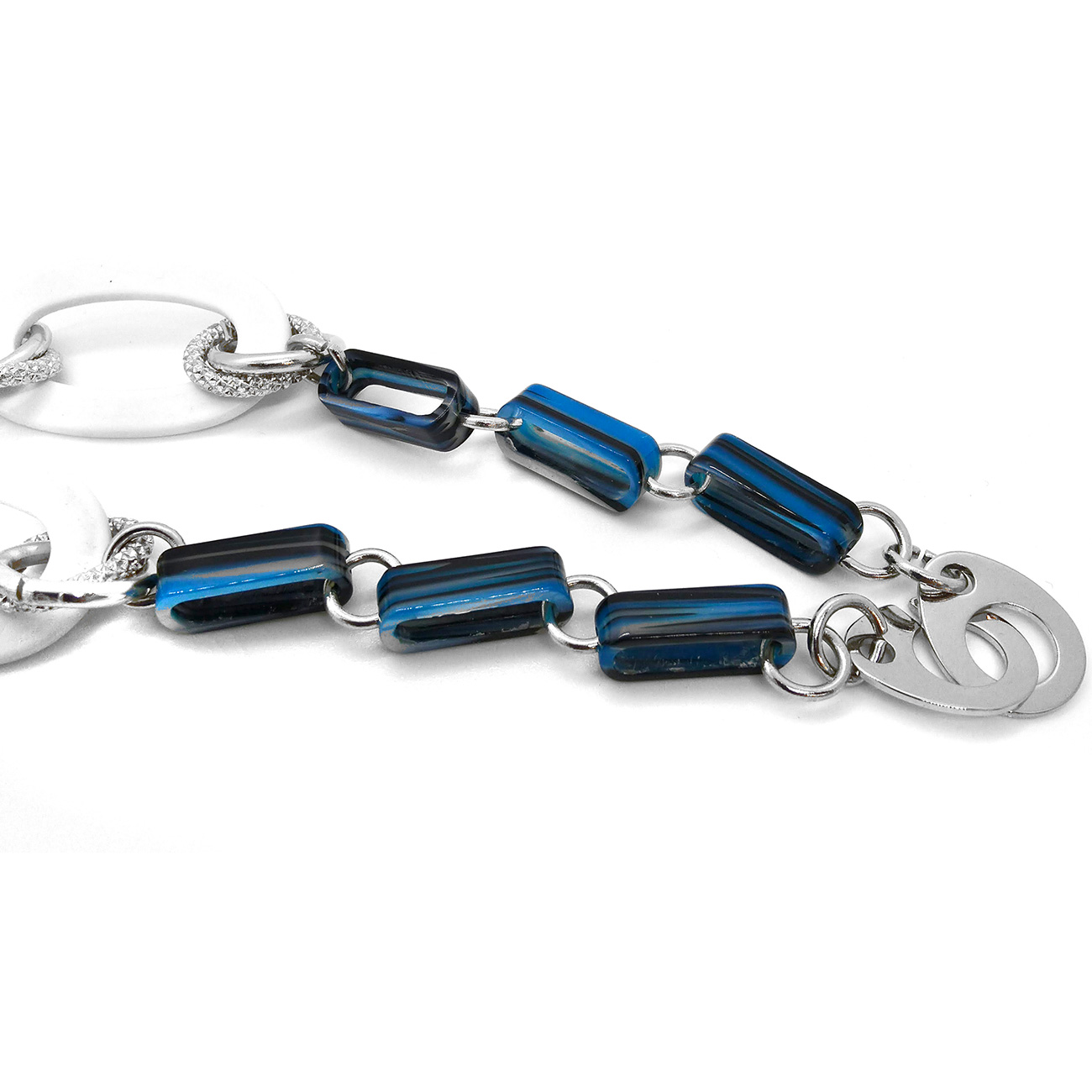 ECOO2-Necklace-cotton-flower-Bianco-multistrato-azzurroNero-argento-3