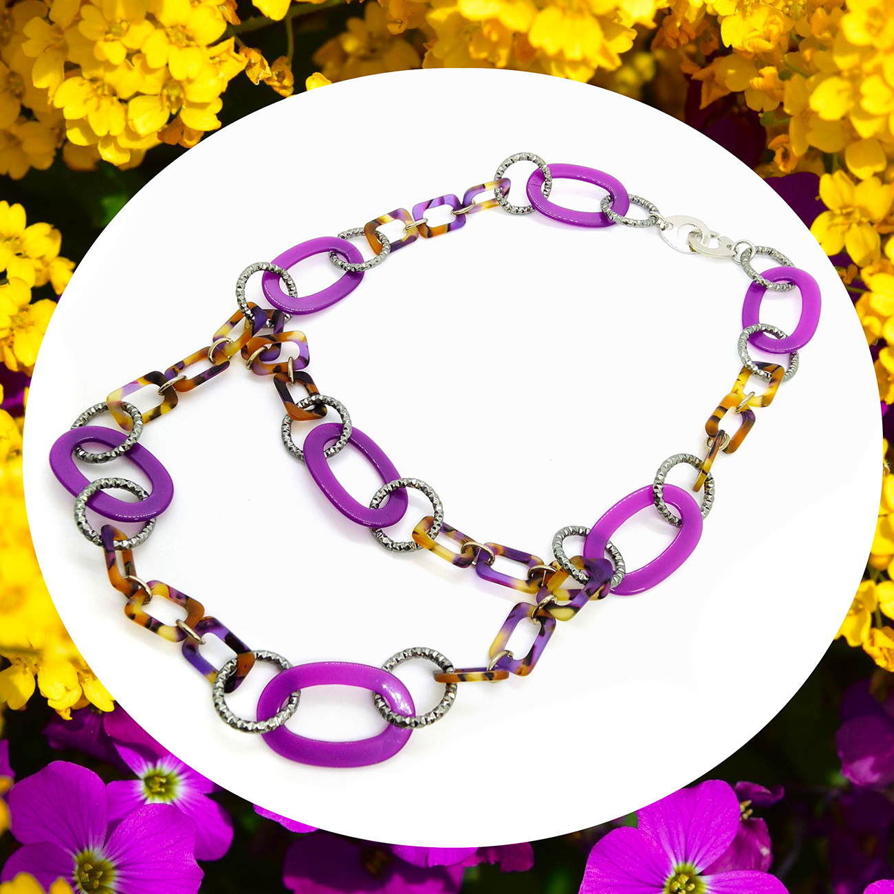ECOO5-Necklace-cotton-flower-magenta-tartaruga-viola-5